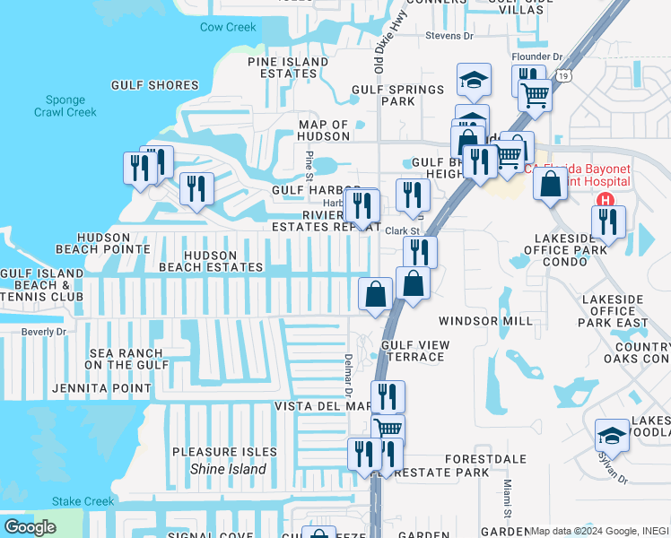 map of restaurants, bars, coffee shops, grocery stores, and more near 13839 Duley Ave in Hudson