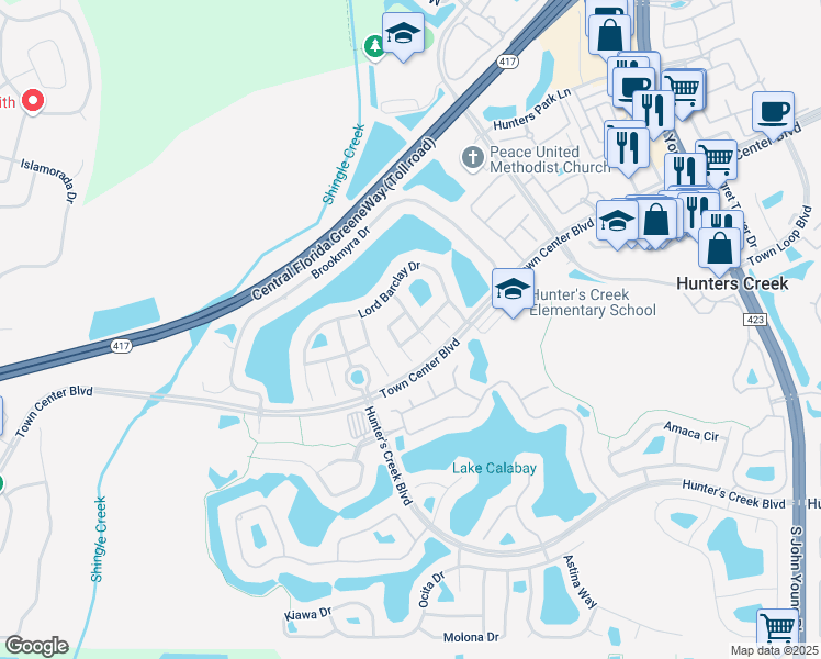 map of restaurants, bars, coffee shops, grocery stores, and more near 4741 Ainsworth Drive in Orlando