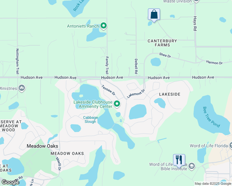 map of restaurants, bars, coffee shops, grocery stores, and more near 13816 Tensaw Drive in Hudson