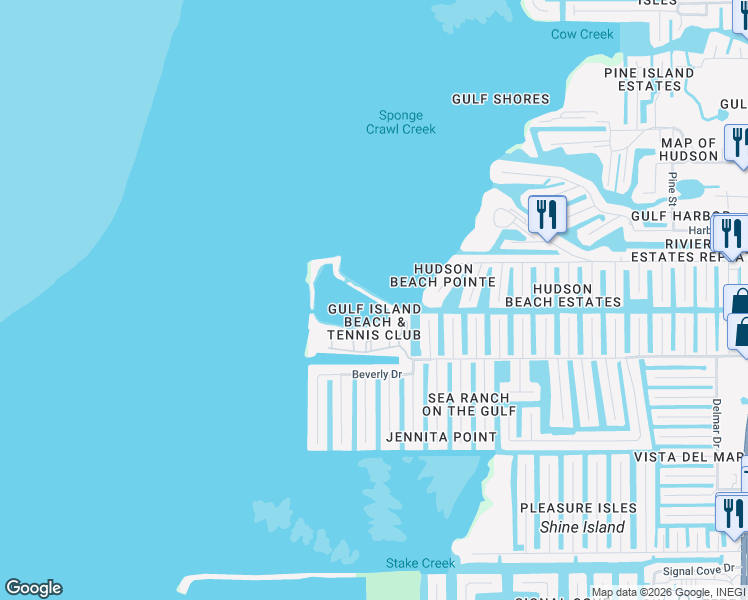 map of restaurants, bars, coffee shops, grocery stores, and more near 6035 Sea Ranch Drive in Hudson