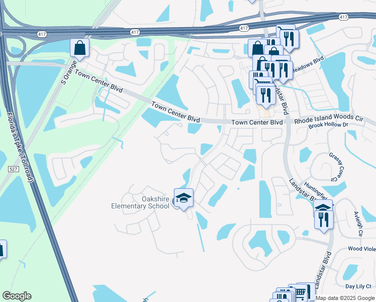 map of restaurants, bars, coffee shops, grocery stores, and more near 1220 Madeira Key in Orlando