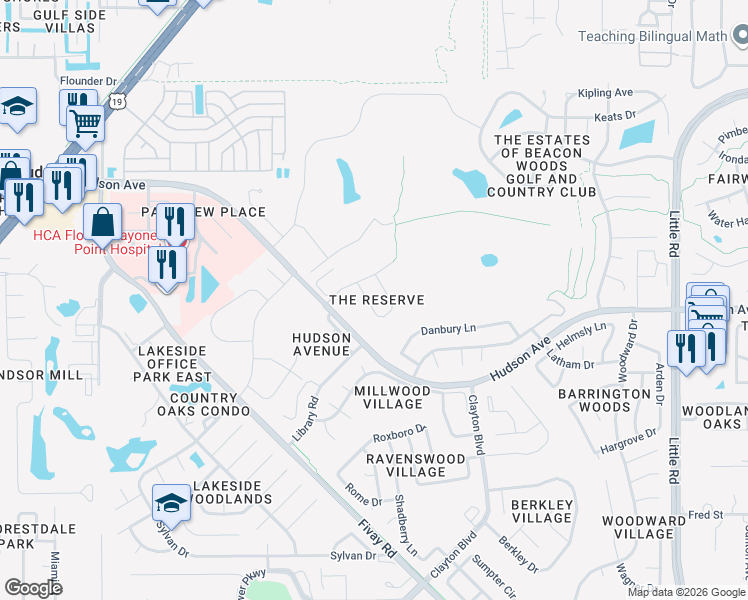 map of restaurants, bars, coffee shops, grocery stores, and more near 13931 Talmage Loop in Hudson