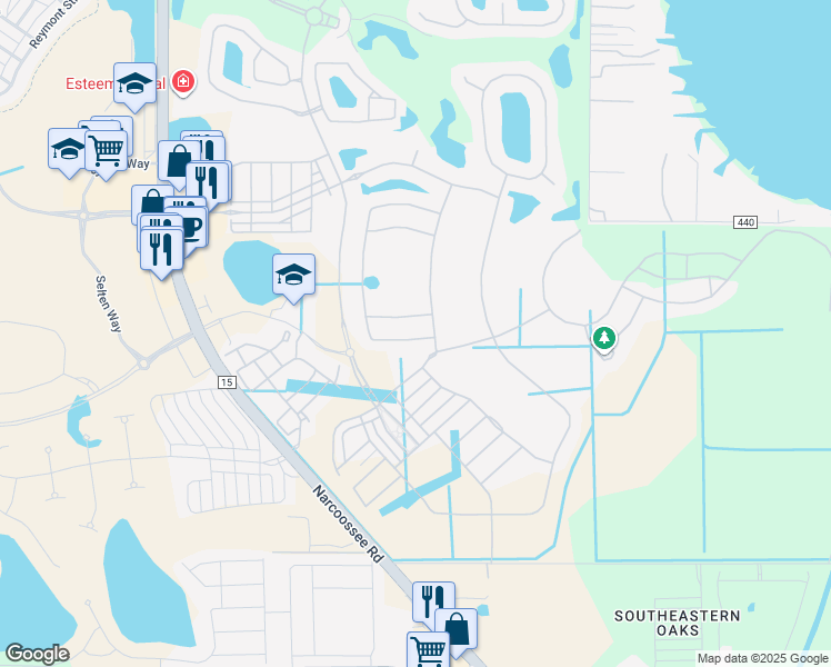 map of restaurants, bars, coffee shops, grocery stores, and more near 10155 Henbury Street in Orlando