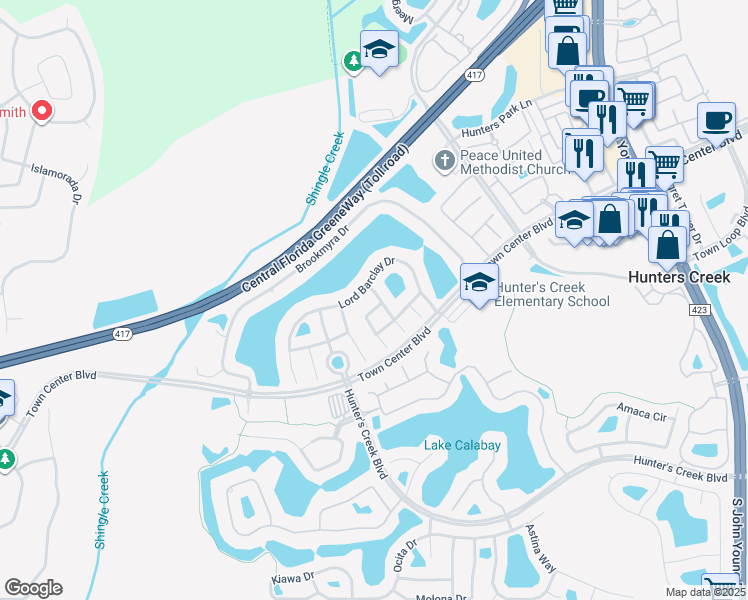 map of restaurants, bars, coffee shops, grocery stores, and more near 4741 Ainsworth Drive in Orlando