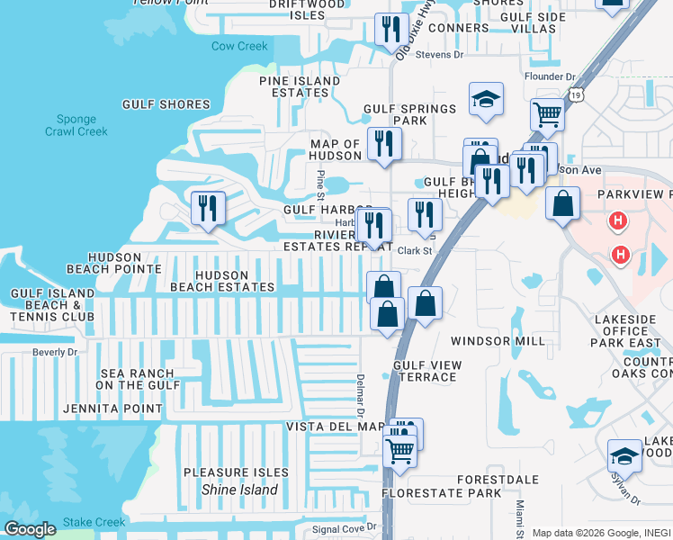 map of restaurants, bars, coffee shops, grocery stores, and more near 13935 Duley Avenue in Hudson