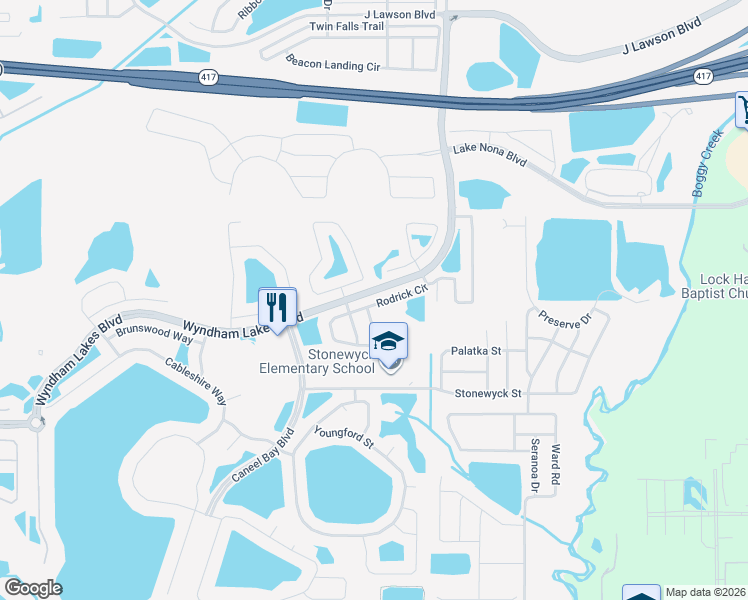 map of restaurants, bars, coffee shops, grocery stores, and more near 2911 Carrickton Circle in Orlando