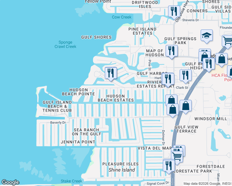 map of restaurants, bars, coffee shops, grocery stores, and more near 13945 Darlene Avenue in Hudson