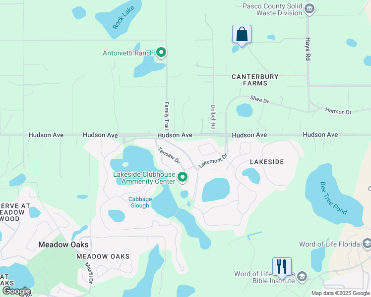 map of restaurants, bars, coffee shops, grocery stores, and more near 13801 Newport Shores Drive in Hudson