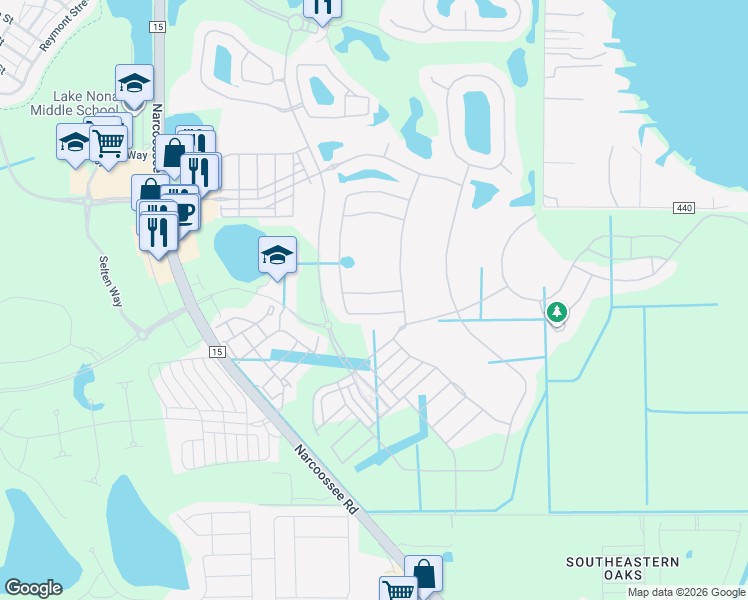map of restaurants, bars, coffee shops, grocery stores, and more near 10443 Siddington Drive in Orlando