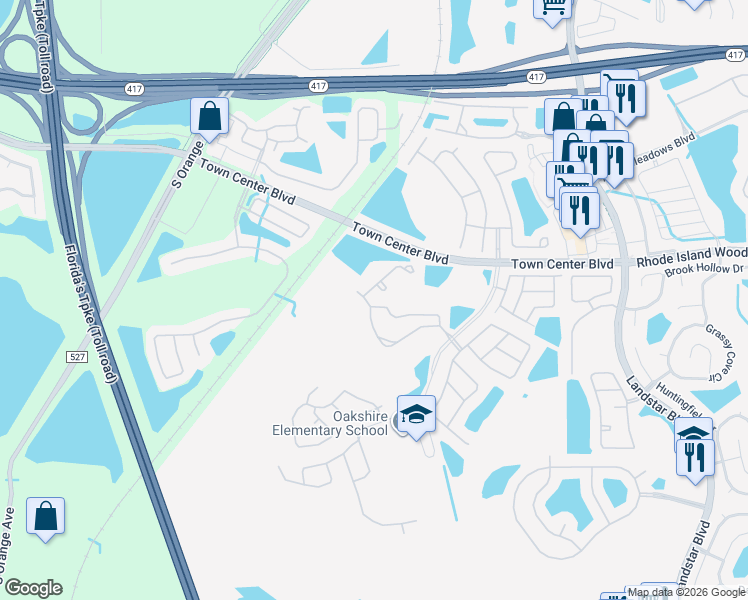 map of restaurants, bars, coffee shops, grocery stores, and more near 13923 Corrine Key Place in Orlando