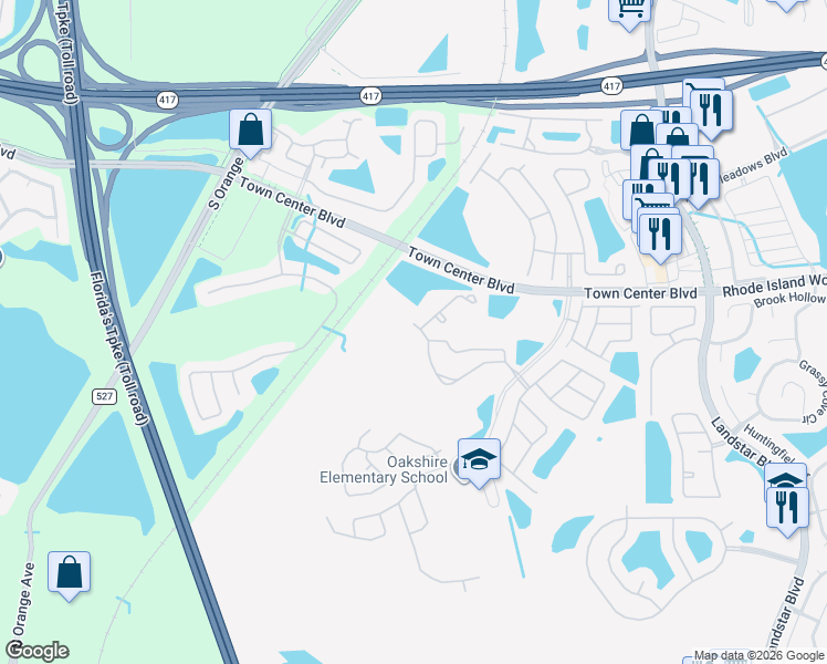 map of restaurants, bars, coffee shops, grocery stores, and more near 13958 Corrine Key Place in Orlando