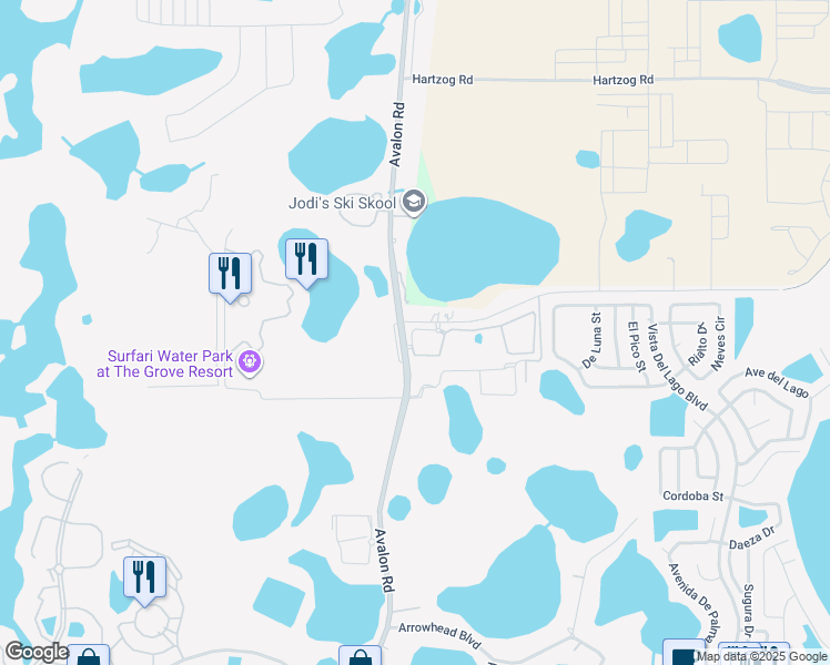 map of restaurants, bars, coffee shops, grocery stores, and more near 14460 Hartzog Road in Winter Garden