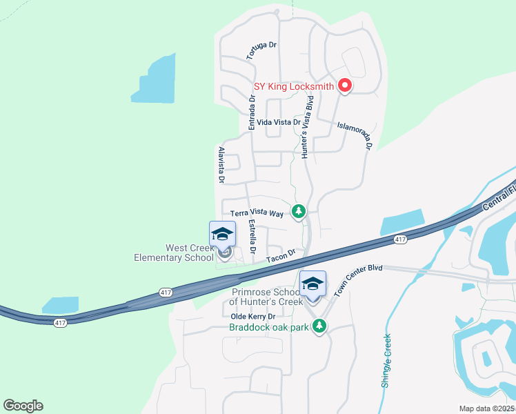 map of restaurants, bars, coffee shops, grocery stores, and more near 5031 Terra Vista Way in Orlando