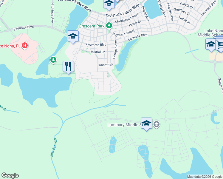 map of restaurants, bars, coffee shops, grocery stores, and more near 14690 Walcott Avenue in Orlando