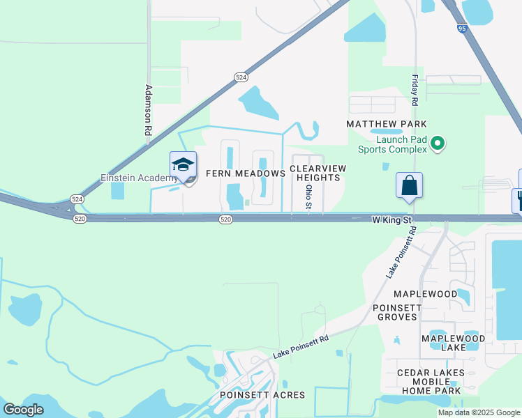 map of restaurants, bars, coffee shops, grocery stores, and more near 334 Dryden Circle in Cocoa