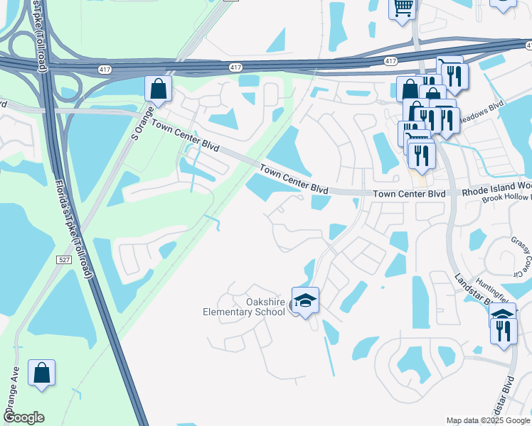map of restaurants, bars, coffee shops, grocery stores, and more near 13958 Corrine Key Place in Orlando