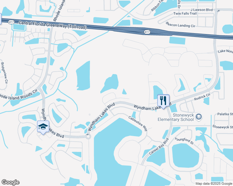 map of restaurants, bars, coffee shops, grocery stores, and more near 2348 Brewerton Lane in Orlando