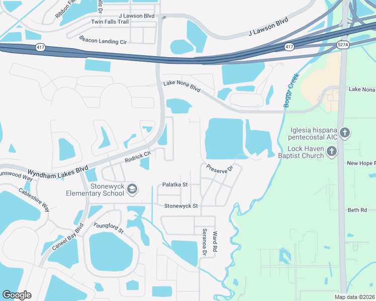 map of restaurants, bars, coffee shops, grocery stores, and more near 14169 Ward Road in Orlando