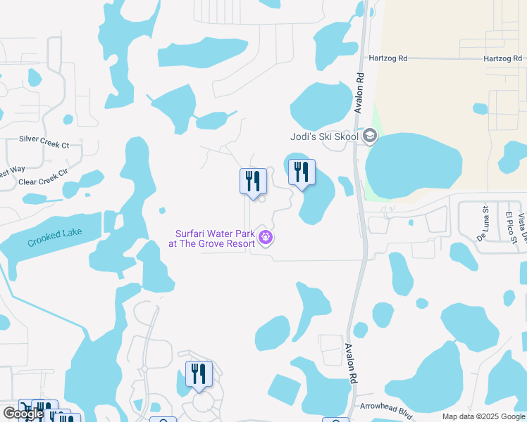 map of restaurants, bars, coffee shops, grocery stores, and more near 15651 Grove Resort Avenue in Winter Garden