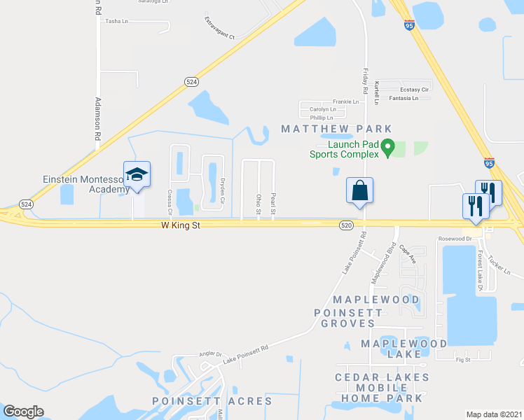 map of restaurants, bars, coffee shops, grocery stores, and more near 4 Ohio Street in Cocoa
