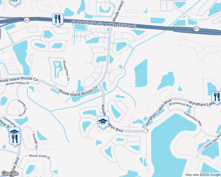 map of restaurants, bars, coffee shops, grocery stores, and more near 14019 Heron Pond Court in Orlando