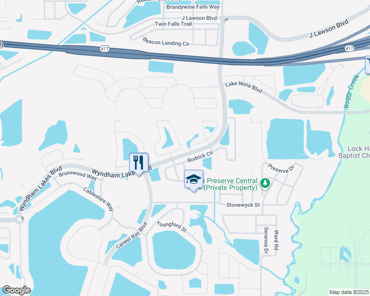 map of restaurants, bars, coffee shops, grocery stores, and more near 2911 Carrickton Circle in Orlando