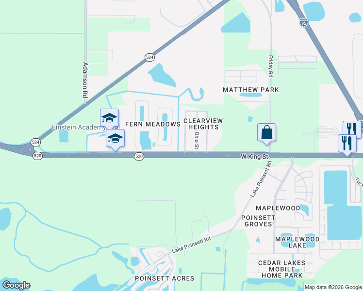 map of restaurants, bars, coffee shops, grocery stores, and more near 3 Lee Street in Cocoa