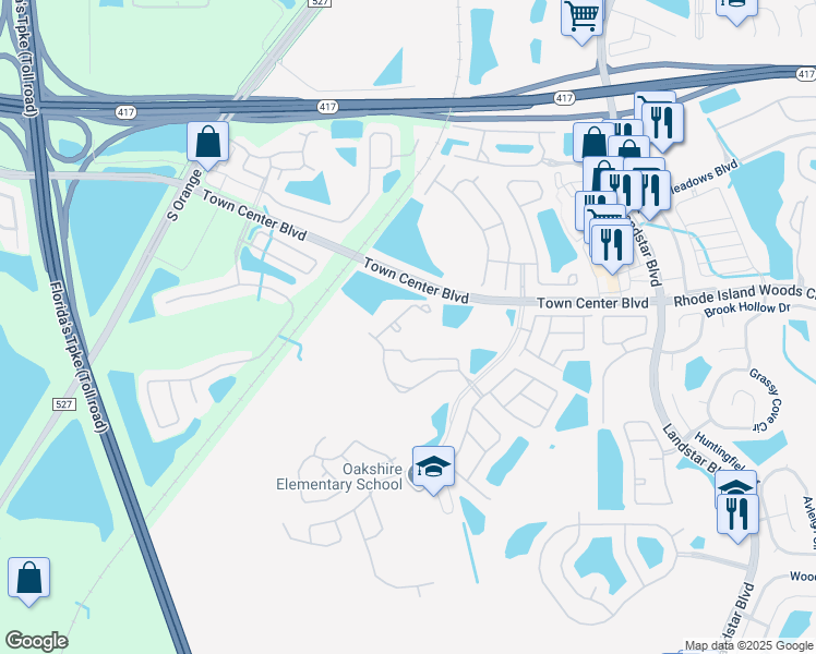map of restaurants, bars, coffee shops, grocery stores, and more near 13923 Corrine Key Place in Orlando