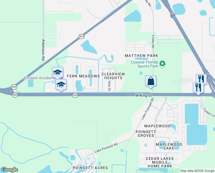 map of restaurants, bars, coffee shops, grocery stores, and more near 4 Ohio Street in Cocoa