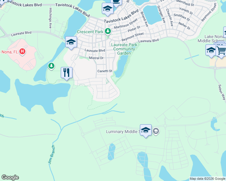 map of restaurants, bars, coffee shops, grocery stores, and more near 14690 Walcott Avenue in Orlando