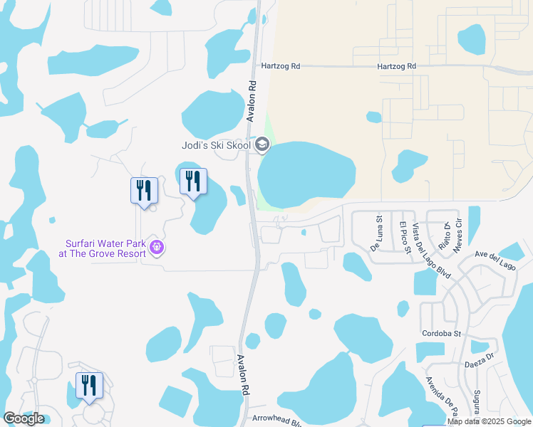 map of restaurants, bars, coffee shops, grocery stores, and more near 14460 Hartzog Road in Winter Garden