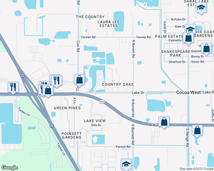 map of restaurants, bars, coffee shops, grocery stores, and more near 316 Sun Dial Court in Cocoa