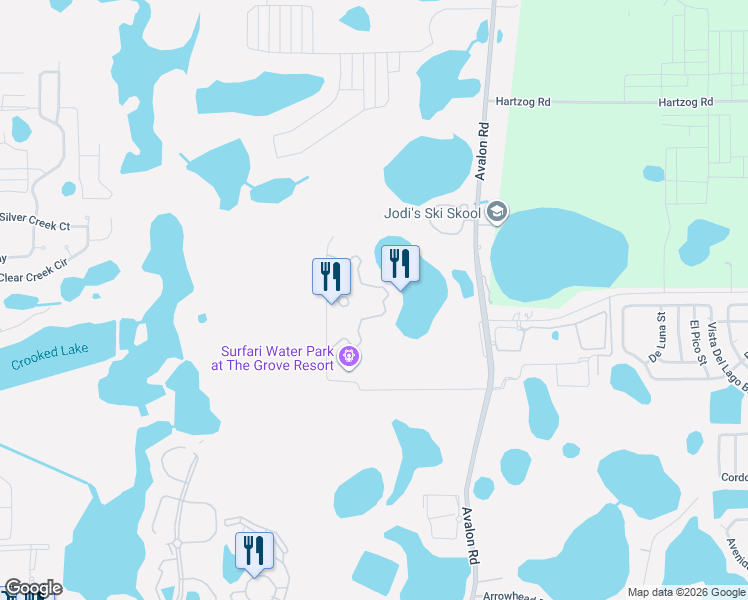 map of restaurants, bars, coffee shops, grocery stores, and more near 15651 Grove Resort Avenue in Winter Garden