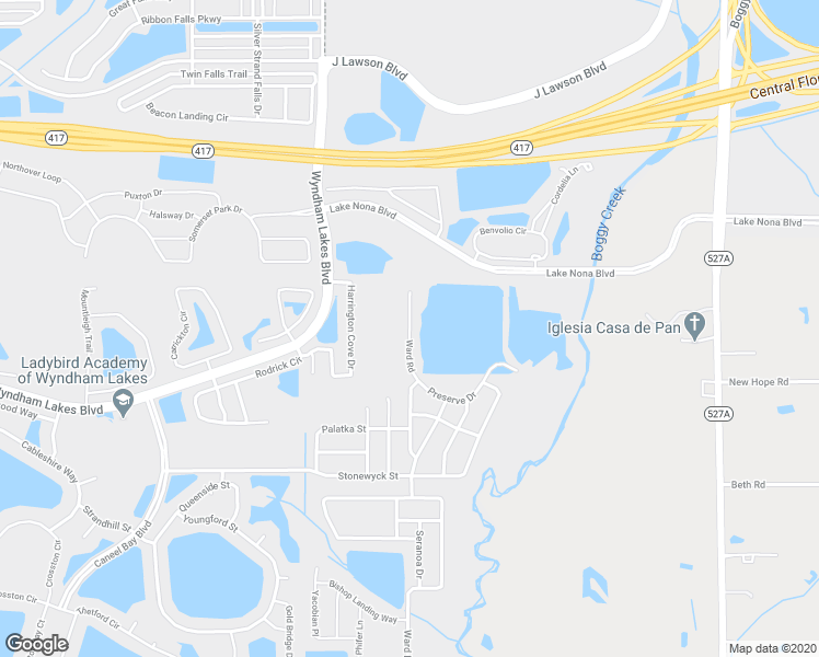map of restaurants, bars, coffee shops, grocery stores, and more near 14169 Ward Road in Orlando