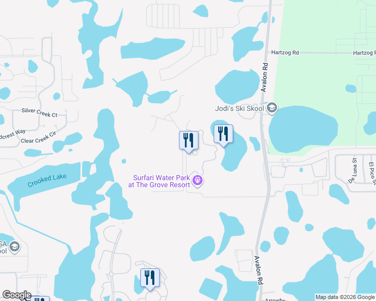 map of restaurants, bars, coffee shops, grocery stores, and more near 15651 Grove Resort Avenue in Winter Garden