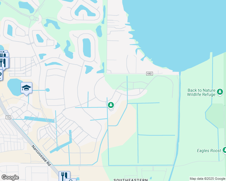 map of restaurants, bars, coffee shops, grocery stores, and more near 11100-11272 Tindall Road in Orlando