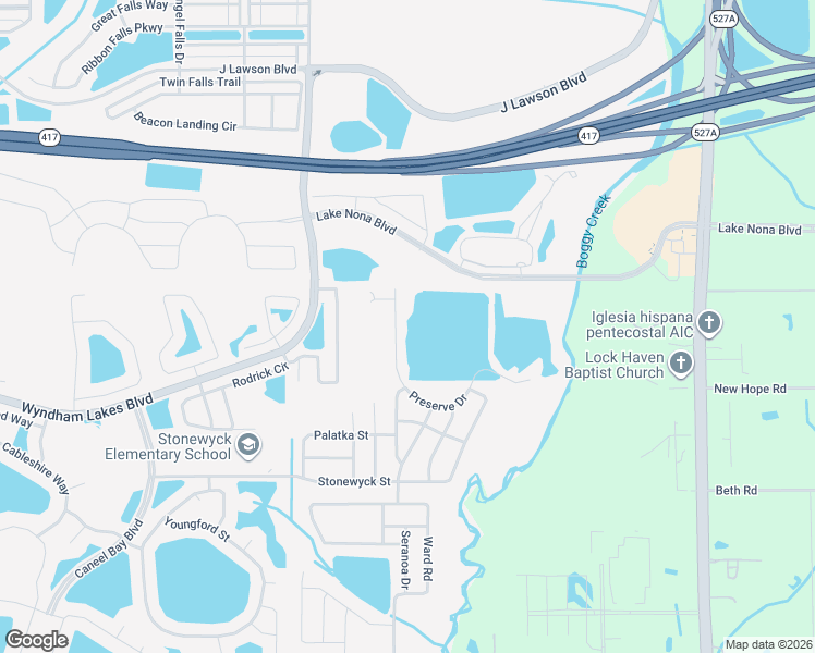 map of restaurants, bars, coffee shops, grocery stores, and more near 14121 Ward Road in Orlando