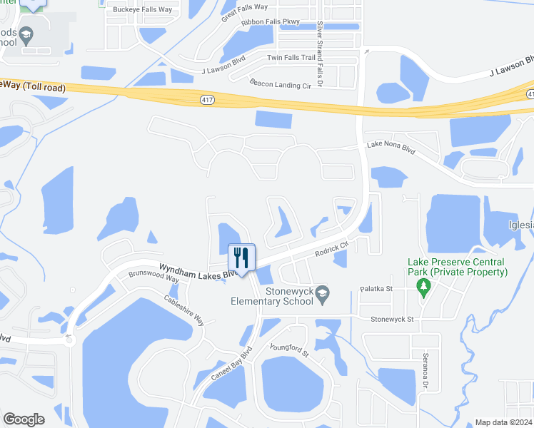 map of restaurants, bars, coffee shops, grocery stores, and more near 2647 Carrickton Circle in Orlando
