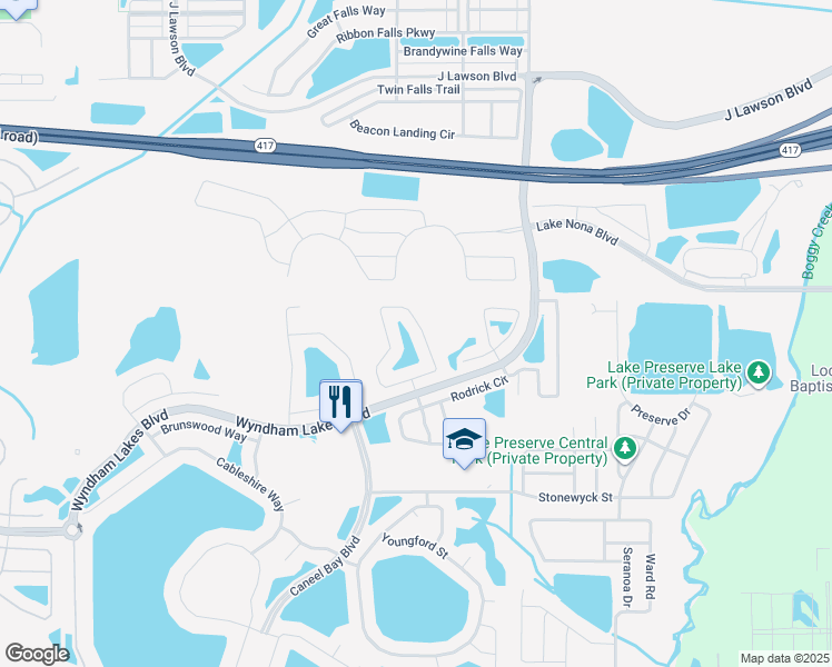 map of restaurants, bars, coffee shops, grocery stores, and more near 2804 Carrickton Circle in Orlando
