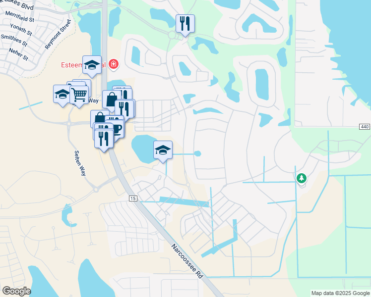 map of restaurants, bars, coffee shops, grocery stores, and more near 10311 Henbury Street in Orlando