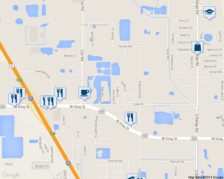 map of restaurants, bars, coffee shops, grocery stores, and more near 334 Sun Dial Court in Cocoa
