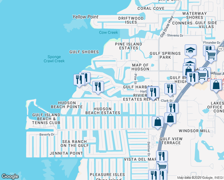 map of restaurants, bars, coffee shops, grocery stores, and more near 6539 Josie Lane in Hudson