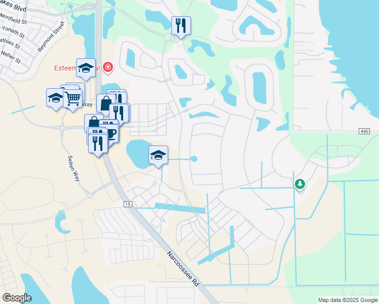 map of restaurants, bars, coffee shops, grocery stores, and more near Henbury Street in Orlando