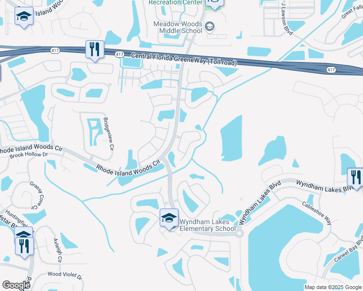 map of restaurants, bars, coffee shops, grocery stores, and more near 1713 White Heron Bay Circle in Orlando