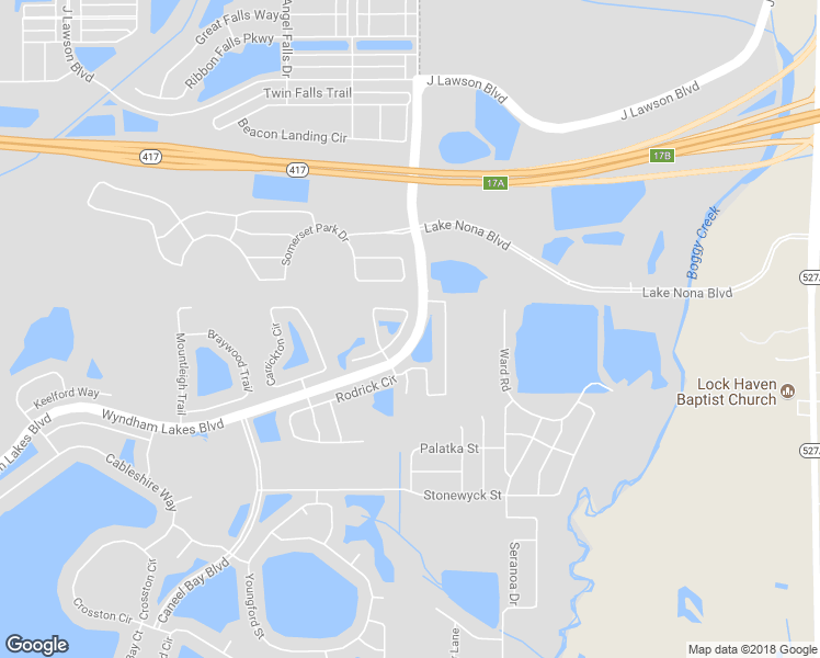 map of restaurants, bars, coffee shops, grocery stores, and more near 2970 Rodrick Circle in Orlando