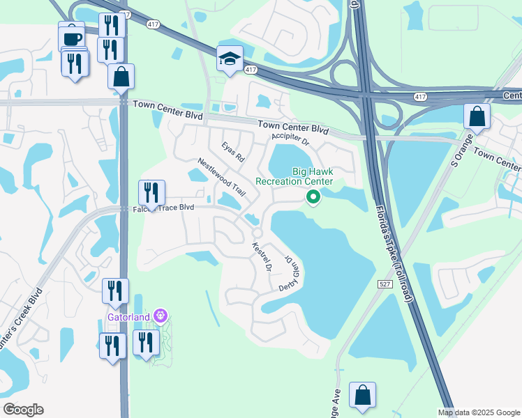 map of restaurants, bars, coffee shops, grocery stores, and more near 13820 Hawk Lake Dr in Orlando