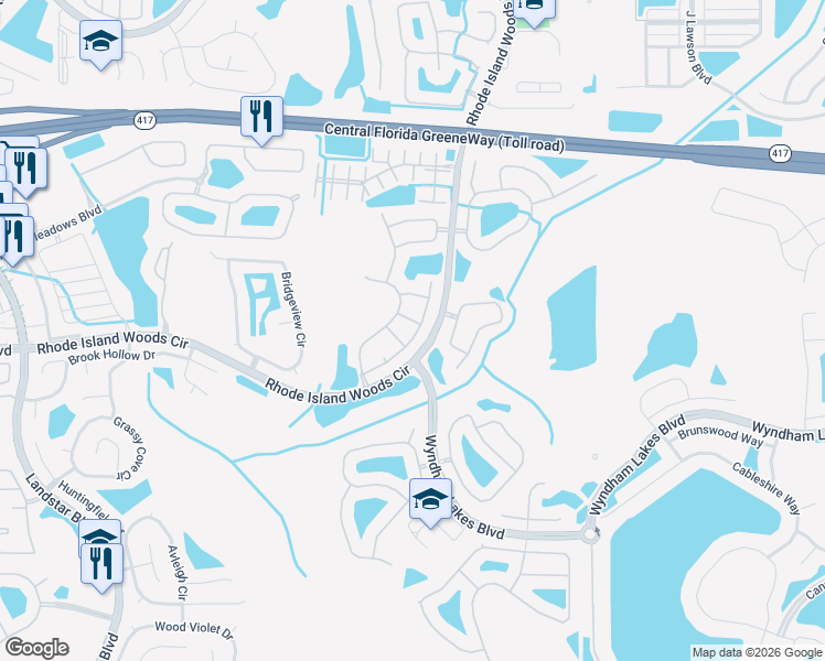 map of restaurants, bars, coffee shops, grocery stores, and more near 1713 Capesterre Drive in Orlando