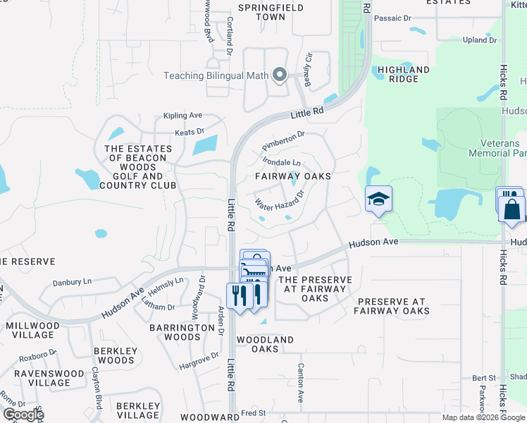 map of restaurants, bars, coffee shops, grocery stores, and more near 9104 Water Hazard Drive in Hudson