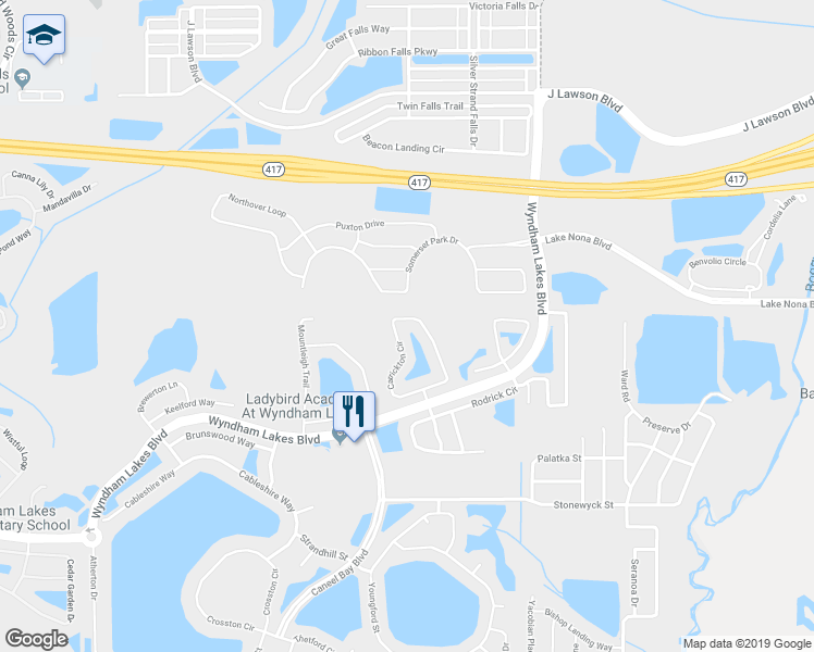 map of restaurants, bars, coffee shops, grocery stores, and more near 2724 Carrickton Circle in Orlando