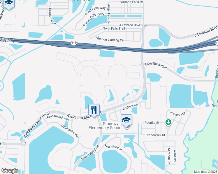 map of restaurants, bars, coffee shops, grocery stores, and more near 2730 Carrickton Circle in Orlando